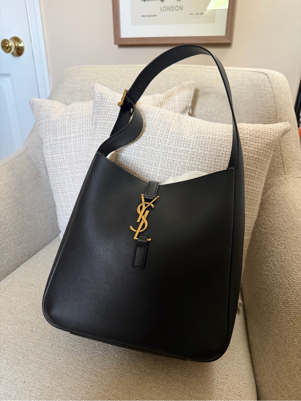 Saint Laurent Black Le A 5 7 Supple Hobo Small With Zoomoni Organizer - BNIB - Picture 5 of 16